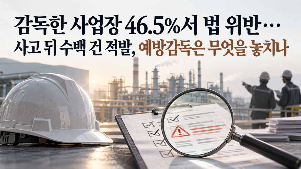 감독한 사업장 46.5%서 법 위반…사고 뒤 수백 건 적발, 예방감독은 무엇을 놓치나