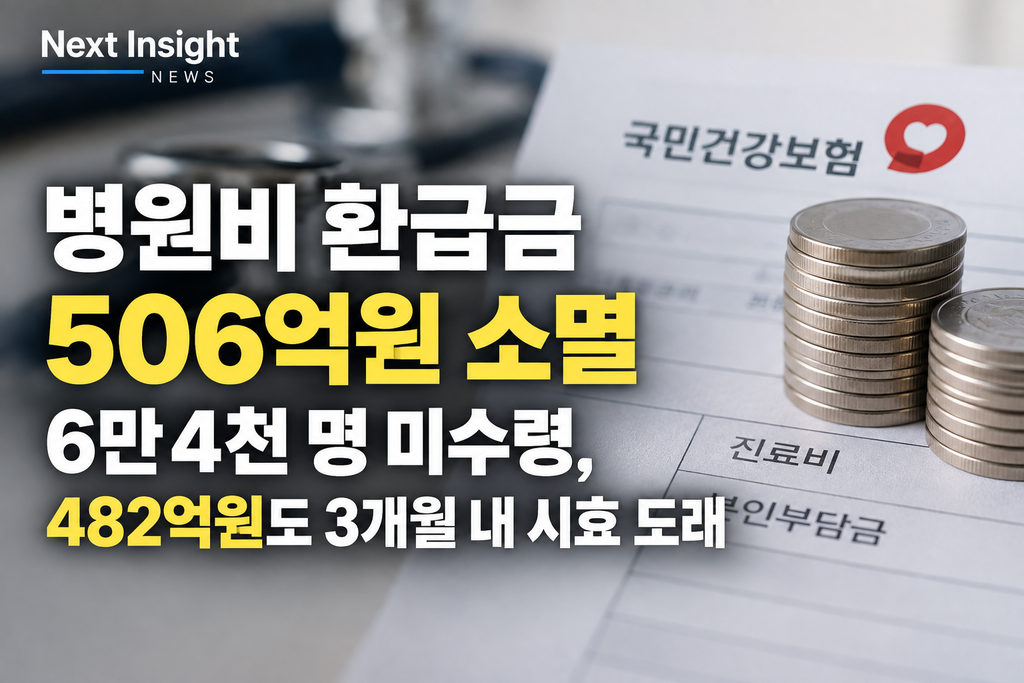 병원비 환급금 506억원 소멸…6만4천 명 미수령, 482억원도 3개월 내 시효 도래